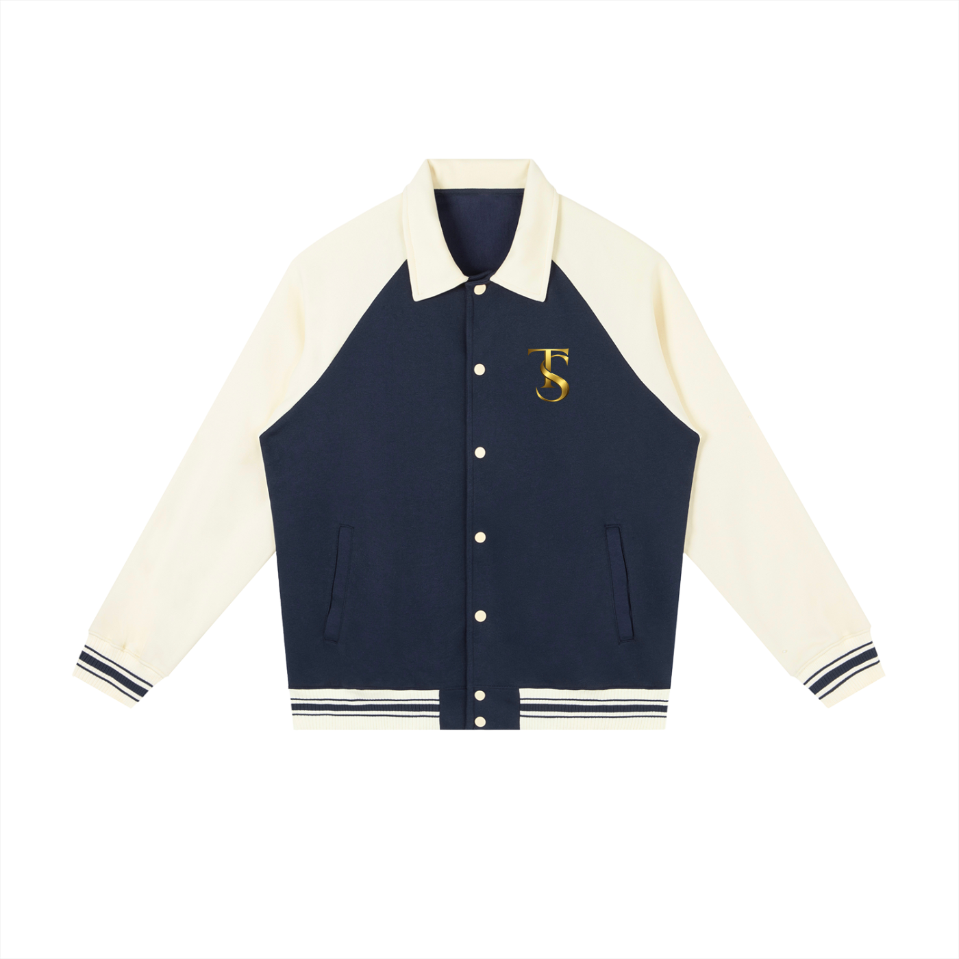 Contrast Raglan Sleeve Baseball Jacket