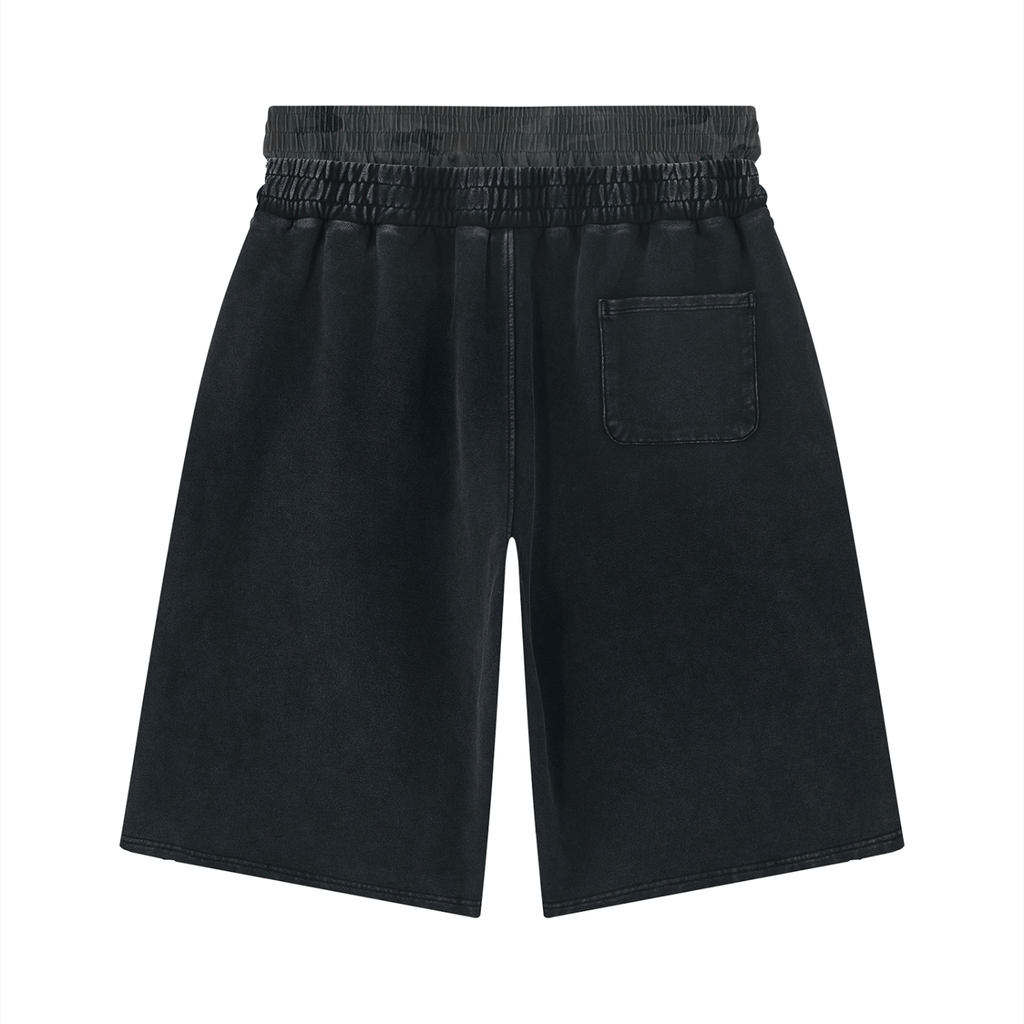 Unisex Vintage Wash Distressed Wide Leg Shorts