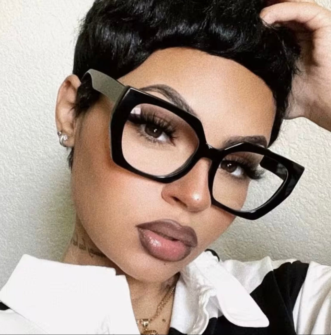 Retro square glasses anti blue light
