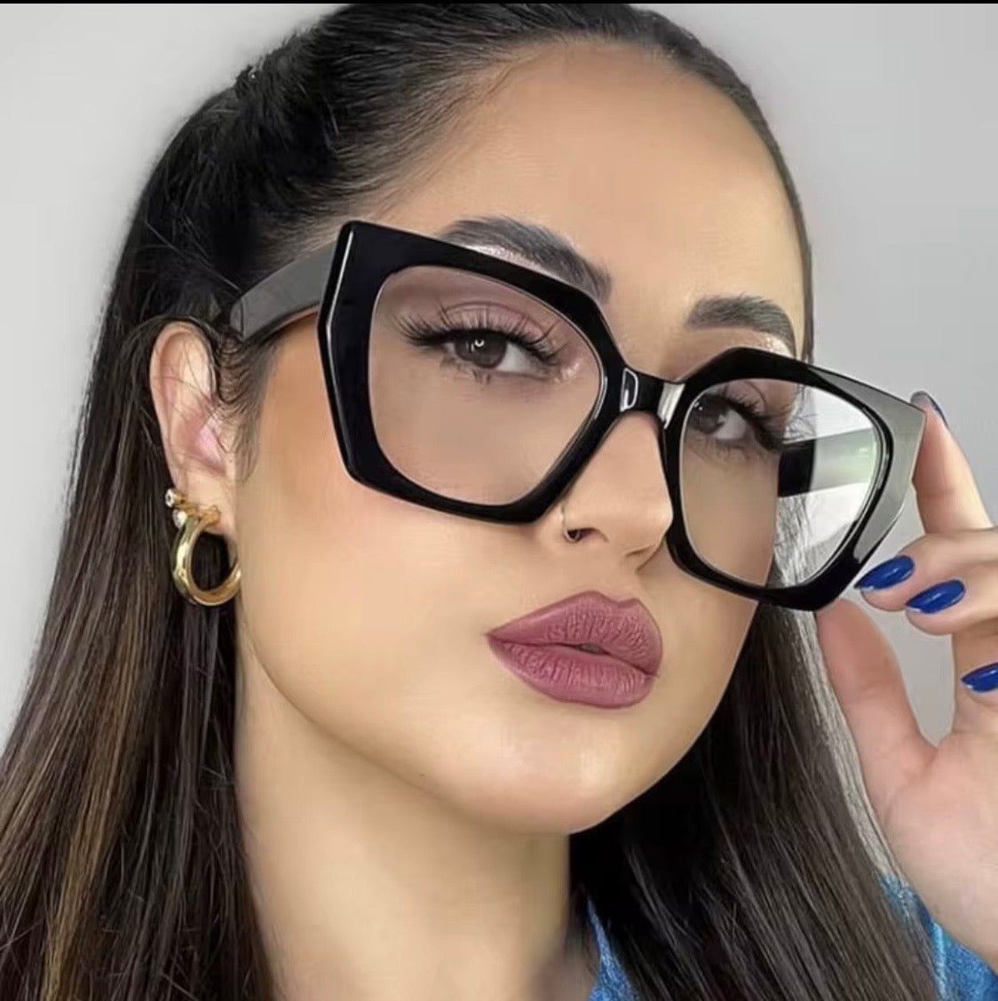 Retro square glasses anti blue light