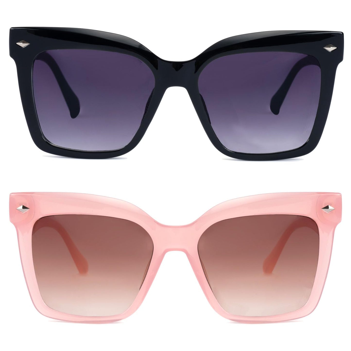 HGIOOIGH 2pack Bifocal Sunglasses UV400 Protection Oversized Square Reading sunglasses +2.0