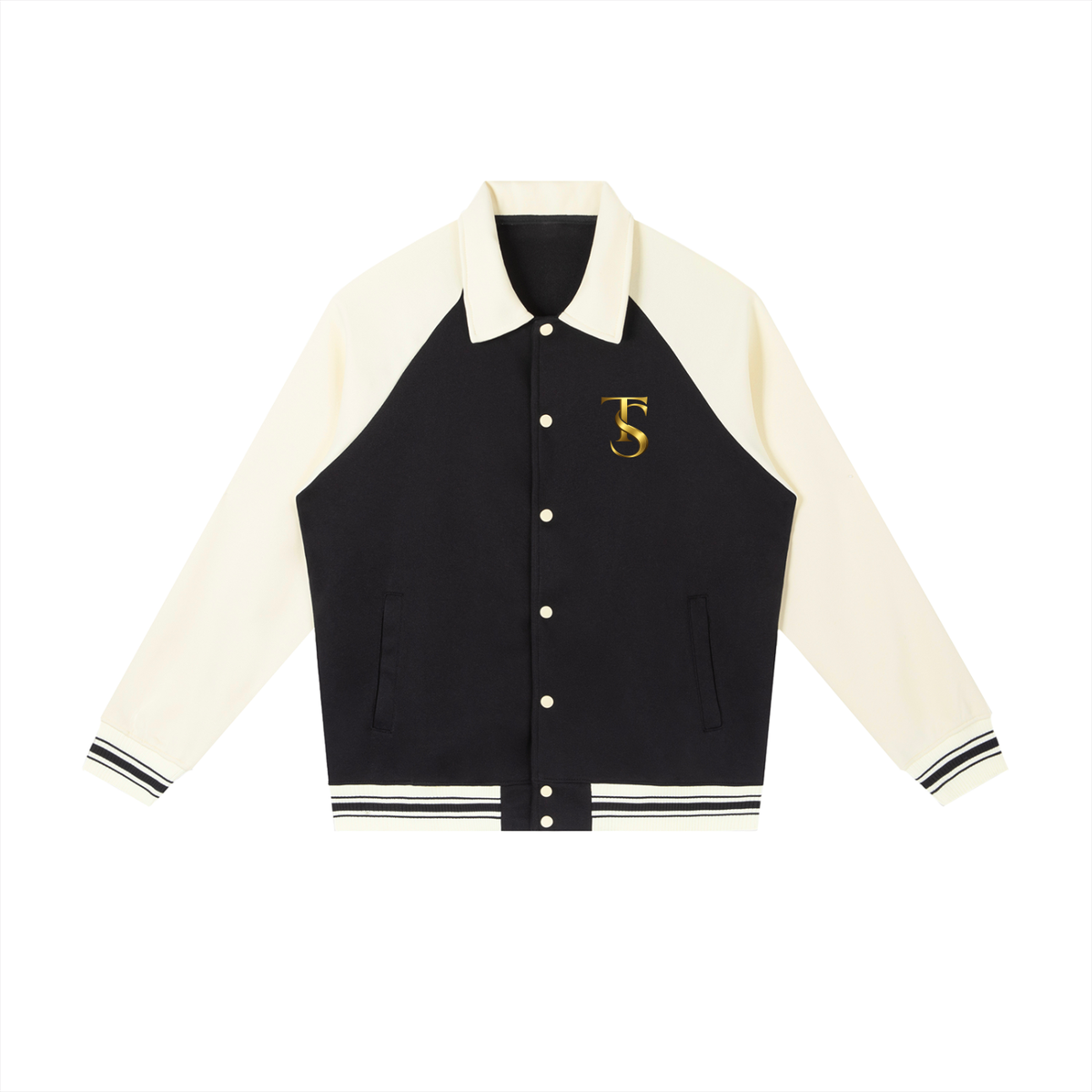 Contrast raglan sleeve baseball jacket by ODMPOD, featuring a classic design with contrasting sleeves and a sporty fit.