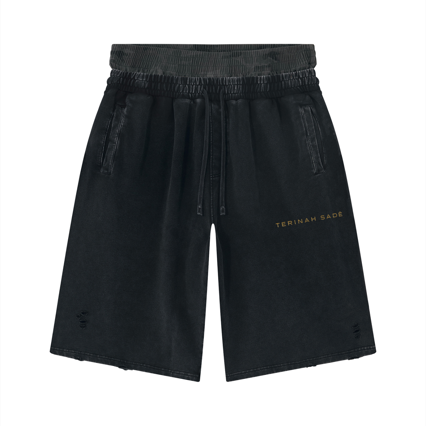 Unisex Vintage Wash Distressed Wide Leg Shorts