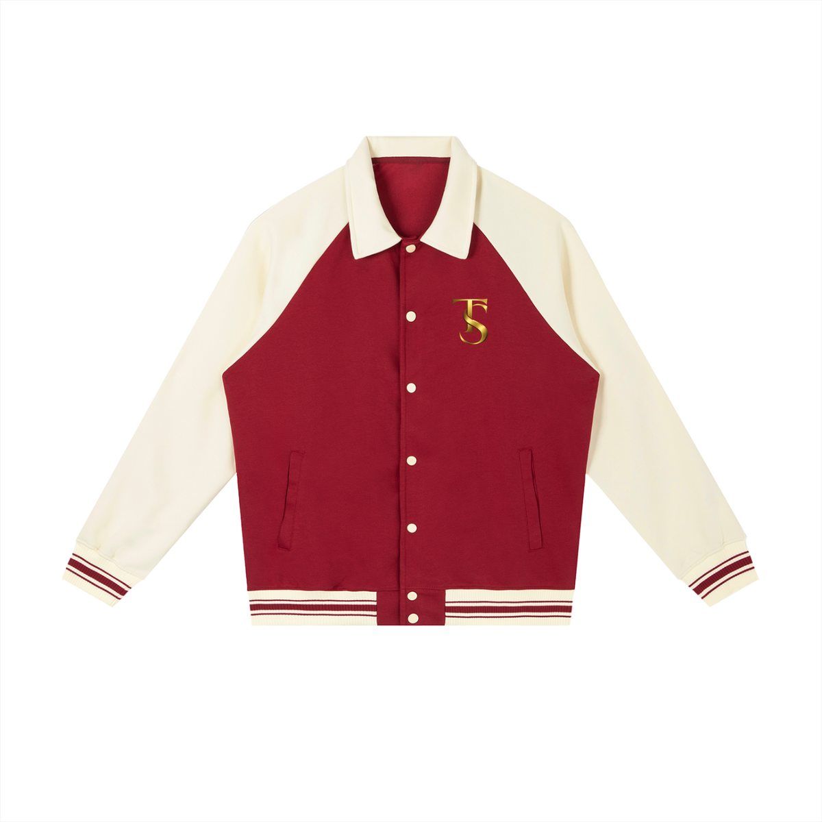 ODMPOD contrast raglan sleeve baseball jacket with black and white color blocking, front button closure, and casual sporty style.